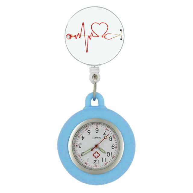 harmtty 1Pc Digital Display Dial Clip-On Fob Nurse Brooch Pin Hang Pocket  Electric Watch,Light Blue 