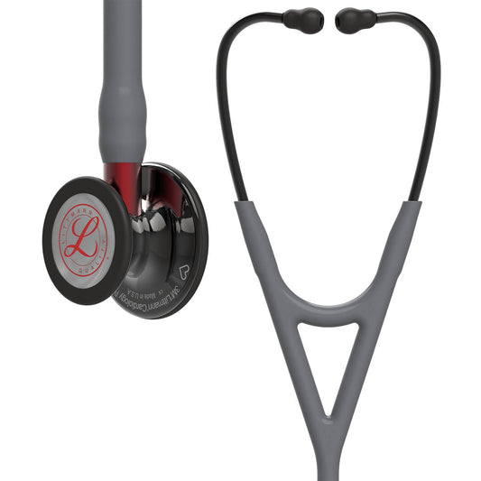 Littmann Cardiology IV Diagnostic Stethoscope: Grey & Smoke - Red Stem - Limited Edition 6183