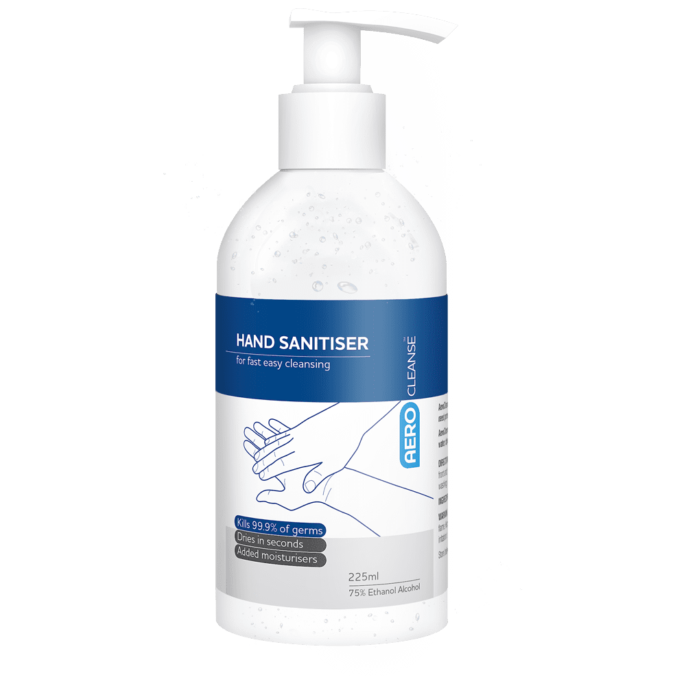 AEROCLEANSE 75% Alcohol Hand Sanitiser Pump Bottle - 225mL (DG)