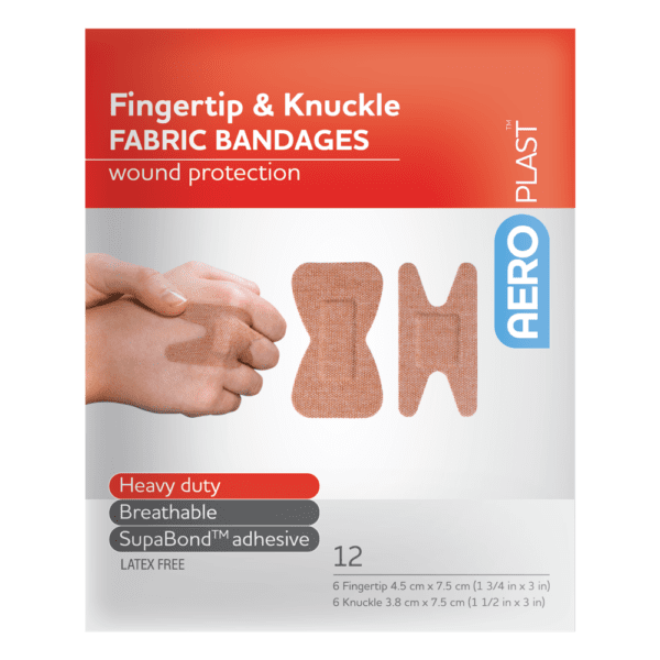 AEROPLAST Premium Fabric Fingertip & Knuckle Dressings - Pack of 12