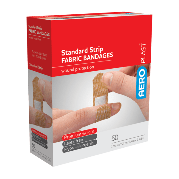 AEROPLAST Premium Fabric Standard Strip - 7.2 x 1.9cm - Box of 50