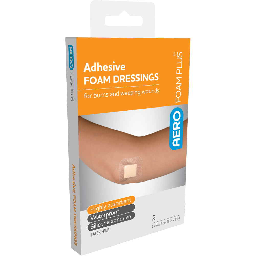 AEROFOAM PLUS Adhesive Foam Dressings - 5 x 5cm - Box of 2