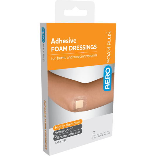 AEROFOAM PLUS Adhesive Foam Dressings - 5 x 5cm - Box of 2