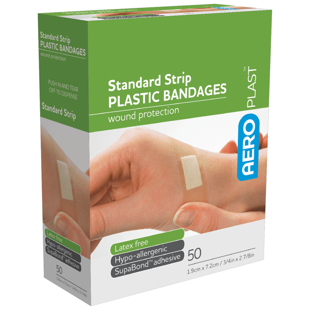 AEROPLAST Plastic Standard Strip - 7.2 x 1.9cm - Box of 50