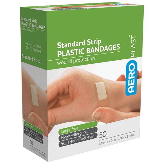 AEROPLAST Plastic Standard Strip - 7.2 x 1.9cm - Box of 50