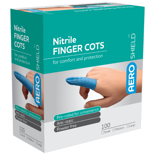 AEROSHIELD Large Nitrile Finger Cots - Box of 100