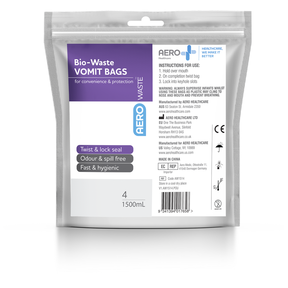 AEROWASTE Bio-Waste Vomit Bag 1500ml Bag/4