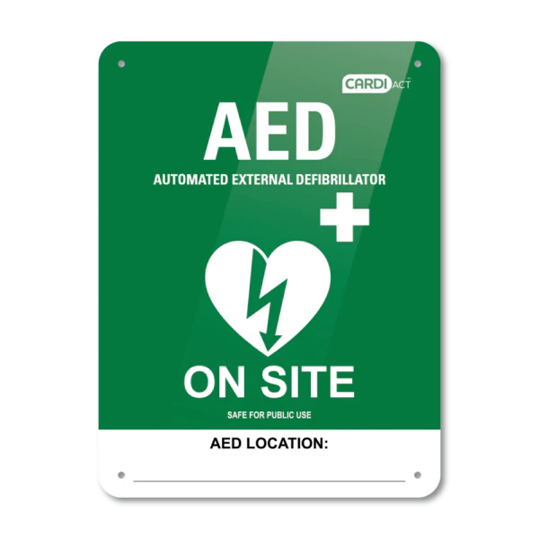 Cardiact Poly AED On Site Sign 22.5 x 30cm