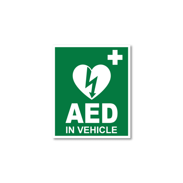 Cardiact AED In Vehicle Window Sticker 10 x 12cm