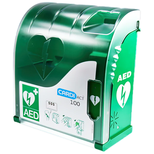 Green Outdoor Connected AED Cabinet 42 x 38 x 15cm