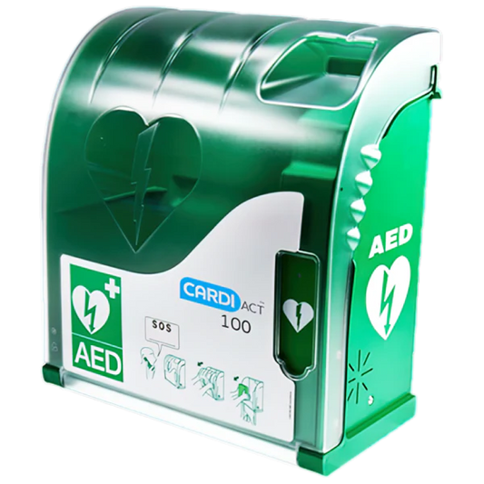 Green Outdoor Connected AED Cabinet 42 x 38 x 15cm