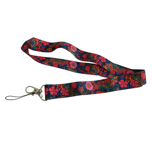 Floral Basic Lanyard - Pink and Red