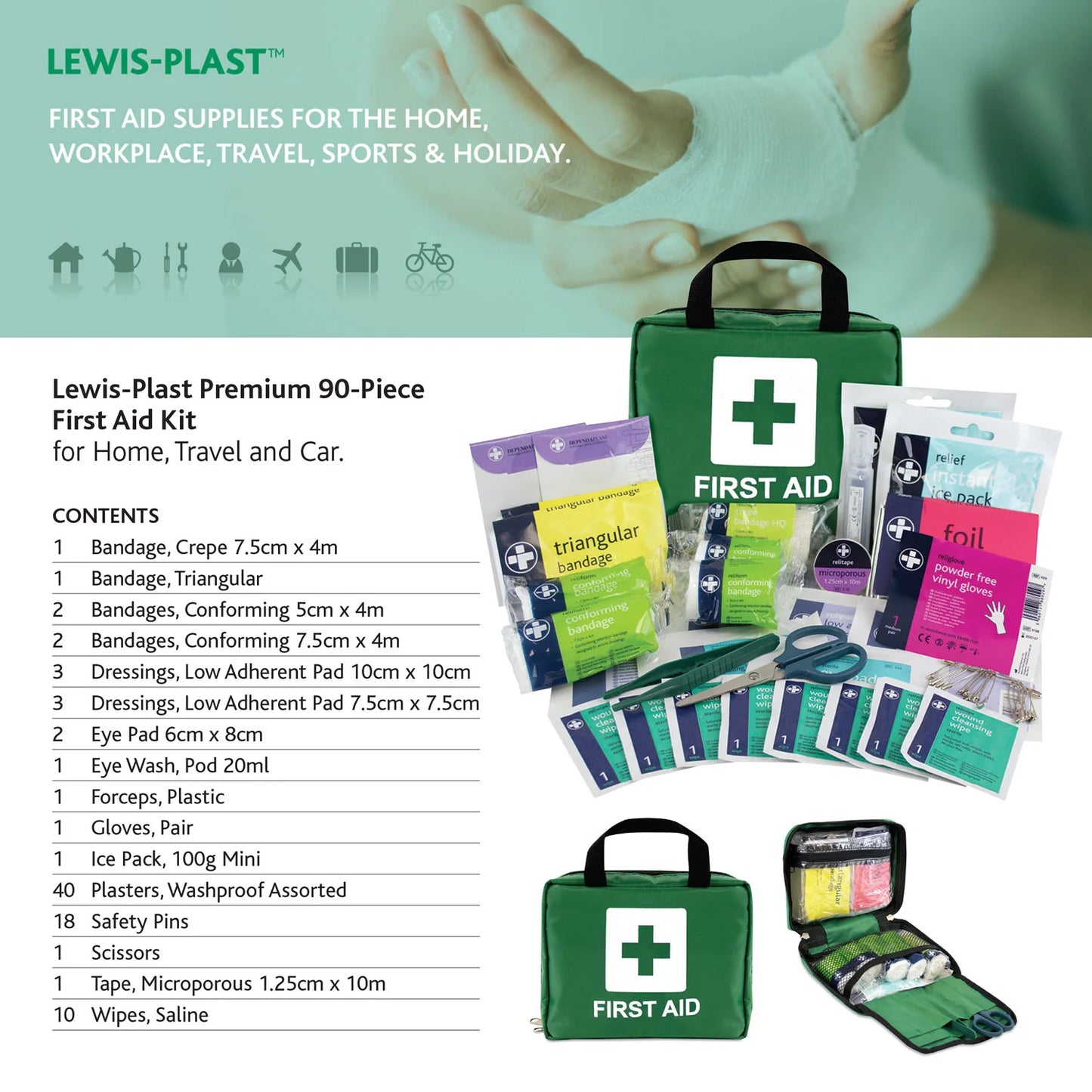 Lewis-Plast Premium All Purpose 90 Piece First Aid Kit