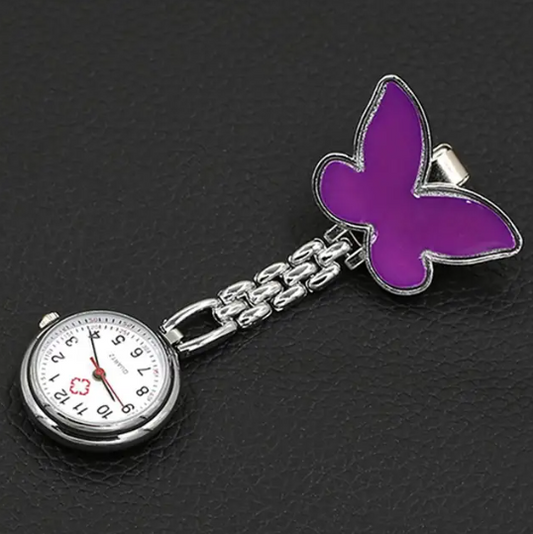 Purple Butterfly Medical Fob Watch