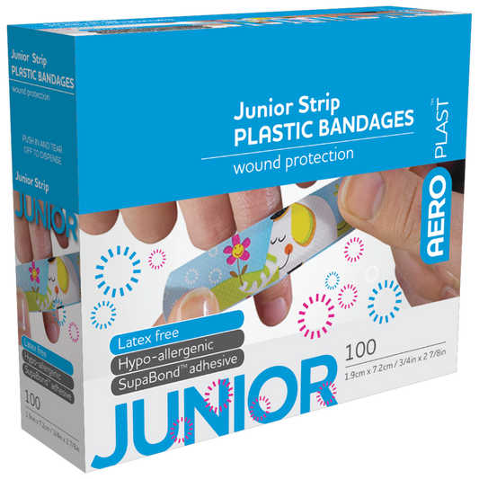 AEROPLAST Plastic Junior Strip 7.2 x 1.9cm Box/100