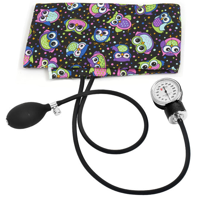 Premium Adult Aneroid Sphygmomanometer- Party Owls Black