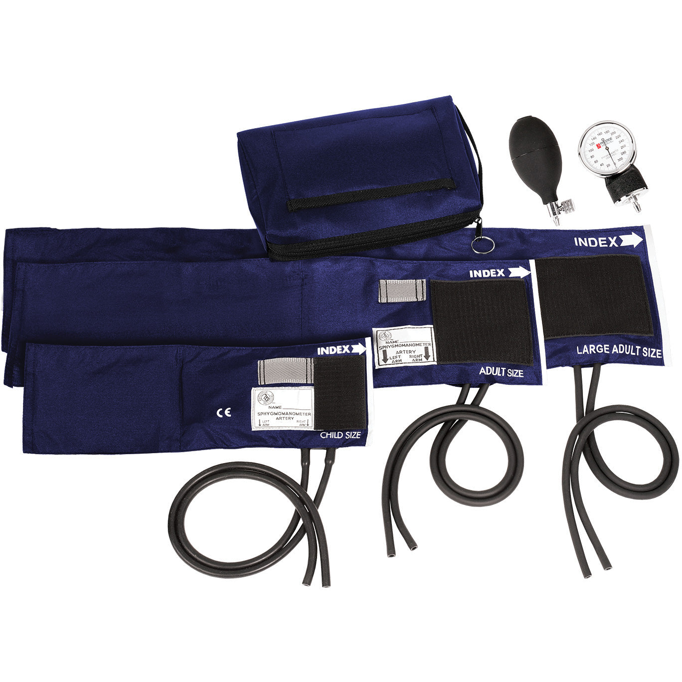 3-in-1 Aneroid Sphygmomanometer Set with Carry Case Navy