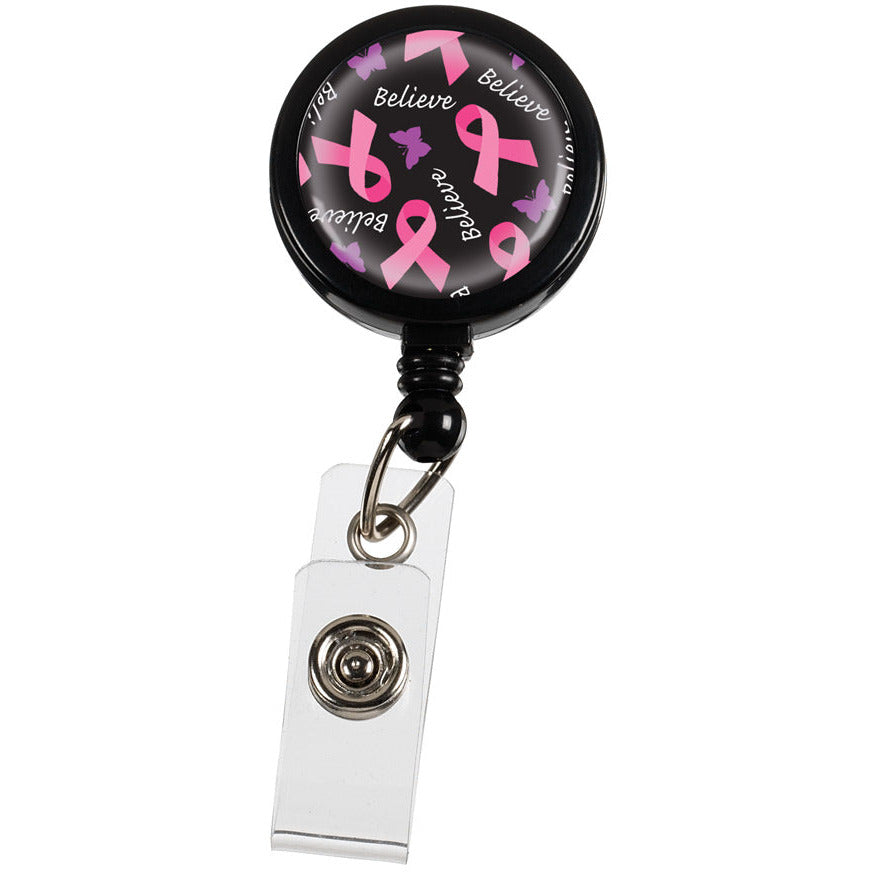 Retracteze™ ID Holder Pink Ribbons and Butterflies